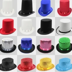 Top Hat Retro British Gentleman Jazz Hat Magician Hat Performance Sequin Hat Rain Silk