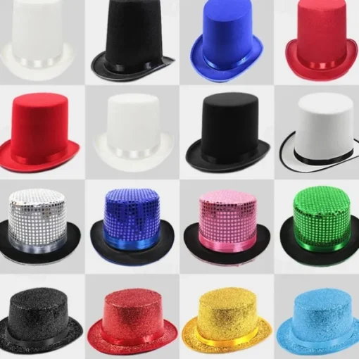 Top Hat Retro British Gentleman Jazz Hat Magician Hat Performance Sequin Hat Rain Silk