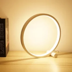 Touch Dimming LED Table Lamp Bedroom Circular Desk Lamp Living Room Black/White USB Powered Dimmable Bedside Lamp Round Night Light For Bedroom Decoration Lighting