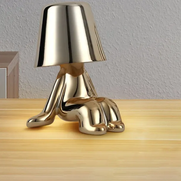 Touch LED Table Lamp, Modern Thinker Decorative Lamp LED Rechargeable Desk Lamp,Golden Little Man USB Desk Lamp, Night Light for Bedroom, Study, Living Room, Bedside Table, Bar, Restaurant