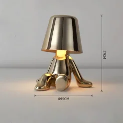 Touch LED Table Lamp, Modern Thinker Decorative Lamp LED Rechargeable Desk Lamp,Golden Little Man USB Desk Lamp, Night Light for Bedroom, Study, Living Room, Bedside Table, Bar, Restaurant