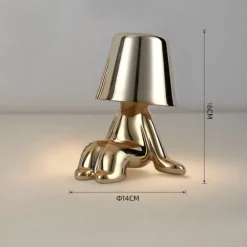 Touch LED Table Lamp, Modern Thinker Decorative Lamp LED Rechargeable Desk Lamp,Golden Little Man USB Desk Lamp, Night Light for Bedroom, Study, Living Room, Bedside Table, Bar, Restaurant