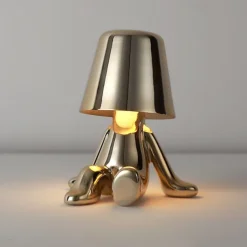 Touch LED Table Lamp, Modern Thinker Decorative Lamp LED Rechargeable Desk Lamp,Golden Little Man USB Desk Lamp, Night Light for Bedroom, Study, Living Room, Bedside Table, Bar, Restaurant