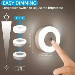 Touch Light Led Tap Light 3 Colors Adjustable Closet Light Portable Wireless Under Cabinet Lights Dimmable Lights For Bedroom Kitchen Counter Stair Hallway