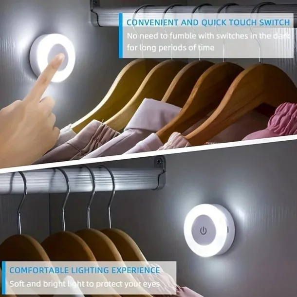 Touch Light Led Tap Light 3 Colors Adjustable Closet Light Portable Wireless Under Cabinet Lights Dimmable Lights For Bedroom Kitchen Counter Stair Hallway
