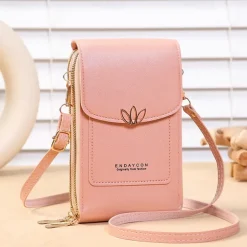 Touch Screen Mobile Phone Bag, Mini Flap Crossbody Bag, Fashion Faux Leather Purse, Vertical Wallet With Card Slots