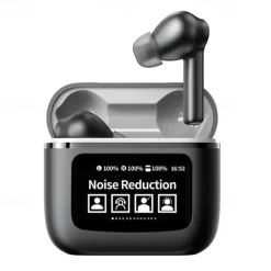 Touch Screen Smart Screen ANC Active Noise Cancellation Wireless Headphones Large Battery In-ear Sports Game Bluetooth Earphones