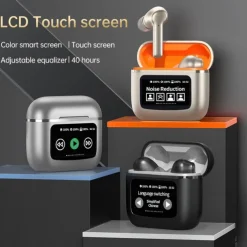 Touch Screen Smart Screen ANC Active Noise Cancellation Wireless Headphones Large Battery In-ear Sports Game Bluetooth Earphones