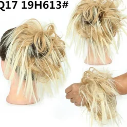 Tousled Updo Messy Bun Hairpiece Hair Extension Ponytail with Elastic Rubber Band Updo Ponytail Hairpiece Synthetic Hair Extensions Scrunchies Ponytail Hairpieces for Women