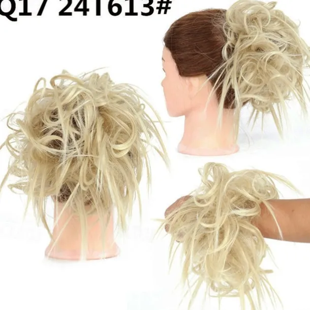 Tousled Updo Messy Bun Hairpiece Hair Extension Ponytail with Elastic Rubber Band Updo Ponytail Hairpiece Synthetic Hair Extensions Scrunchies Ponytail Hairpieces for Women