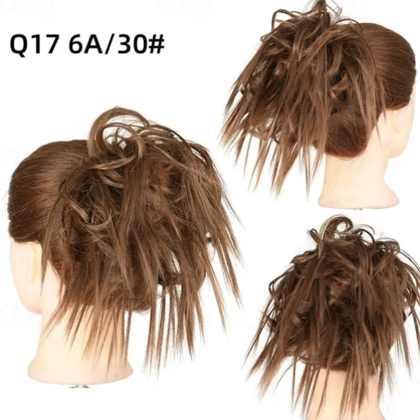 Tousled Updo Messy Bun Hairpiece Hair Extension Ponytail with Elastic Rubber Band Updo Ponytail Hairpiece Synthetic Hair Extensions Scrunchies Ponytail Hairpieces for Women