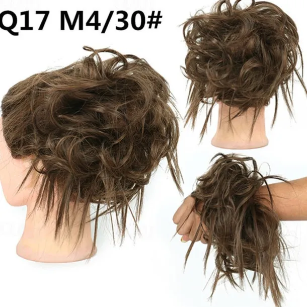 Tousled Updo Messy Bun Hairpiece Hair Extension Ponytail with Elastic Rubber Band Updo Ponytail Hairpiece Synthetic Hair Extensions Scrunchies Ponytail Hairpieces for Women