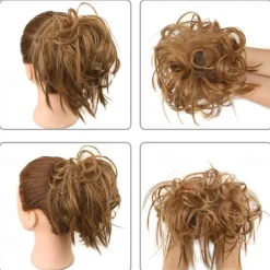 Tousled Updo Messy Bun Hairpiece Hair Extension Ponytail with Elastic Rubber Band Updo Ponytail Hairpiece Synthetic Hair Extensions Scrunchies Ponytail Hairpieces for Women
