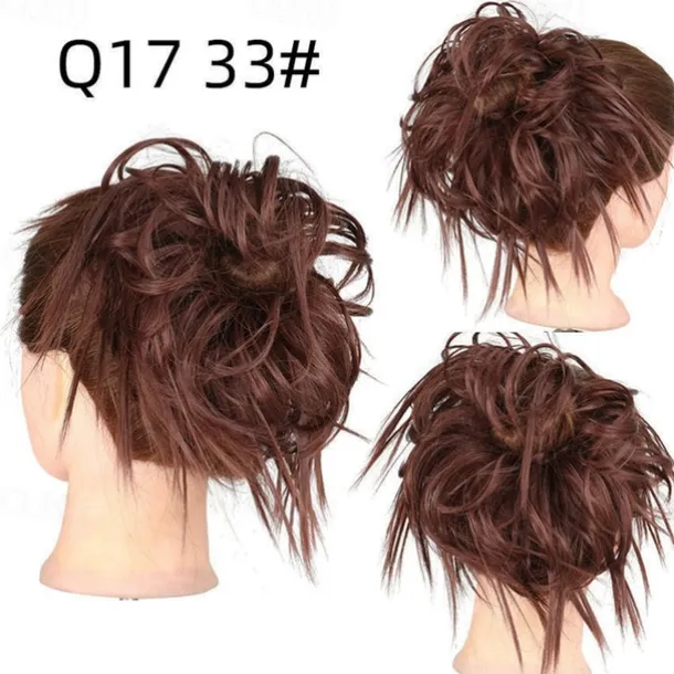 Tousled Updo Messy Bun Hairpiece Hair Extension Ponytail with Elastic Rubber Band Updo Ponytail Hairpiece Synthetic Hair Extensions Scrunchies Ponytail Hairpieces for Women