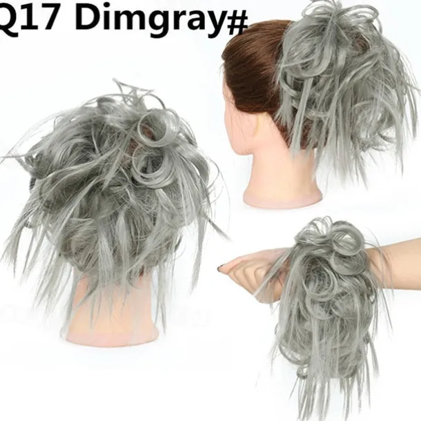 Tousled Updo Messy Bun Hairpiece Hair Extension Ponytail with Elastic Rubber Band Updo Ponytail Hairpiece Synthetic Hair Extensions Scrunchies Ponytail Hairpieces for Women