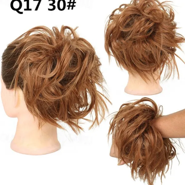 Tousled Updo Messy Bun Hairpiece Hair Extension Ponytail with Elastic Rubber Band Updo Ponytail Hairpiece Synthetic Hair Extensions Scrunchies Ponytail Hairpieces for Women