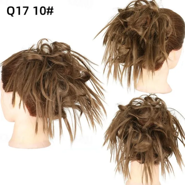 Tousled Updo Messy Bun Hairpiece Hair Extension Ponytail with Elastic Rubber Band Updo Ponytail Hairpiece Synthetic Hair Extensions Scrunchies Ponytail Hairpieces for Women