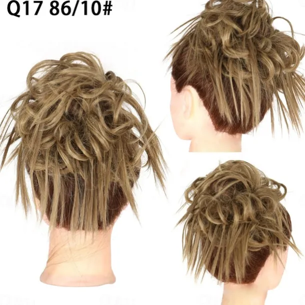 Tousled Updo Messy Bun Hairpiece Hair Extension Ponytail with Elastic Rubber Band Updo Ponytail Hairpiece Synthetic Hair Extensions Scrunchies Ponytail Hairpieces for Women