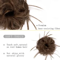 Tousled Updo Messy Bun Hairpiece Hair Extension Ponytail with Elastic Rubber Band Updo Ponytail Hairpiece Synthetic Hair Extensions Scrunchies Ponytail Hairpieces for Women