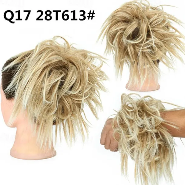 Tousled Updo Messy Bun Hairpiece Hair Extension Ponytail with Elastic Rubber Band Updo Ponytail Hairpiece Synthetic Hair Extensions Scrunchies Ponytail Hairpieces for Women