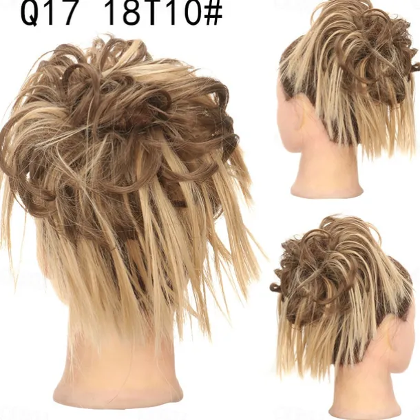 Tousled Updo Messy Bun Hairpiece Hair Extension Ponytail with Elastic Rubber Band Updo Ponytail Hairpiece Synthetic Hair Extensions Scrunchies Ponytail Hairpieces for Women