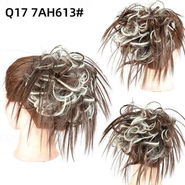 Tousled Updo Messy Bun Hairpiece Hair Extension Ponytail with Elastic Rubber Band Updo Ponytail Hairpiece Synthetic Hair Extensions Scrunchies Ponytail Hairpieces for Women