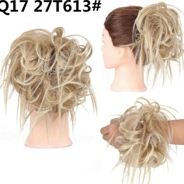 Tousled Updo Messy Bun Hairpiece Hair Extension Ponytail with Elastic Rubber Band Updo Ponytail Hairpiece Synthetic Hair Extensions Scrunchies Ponytail Hairpieces for Women