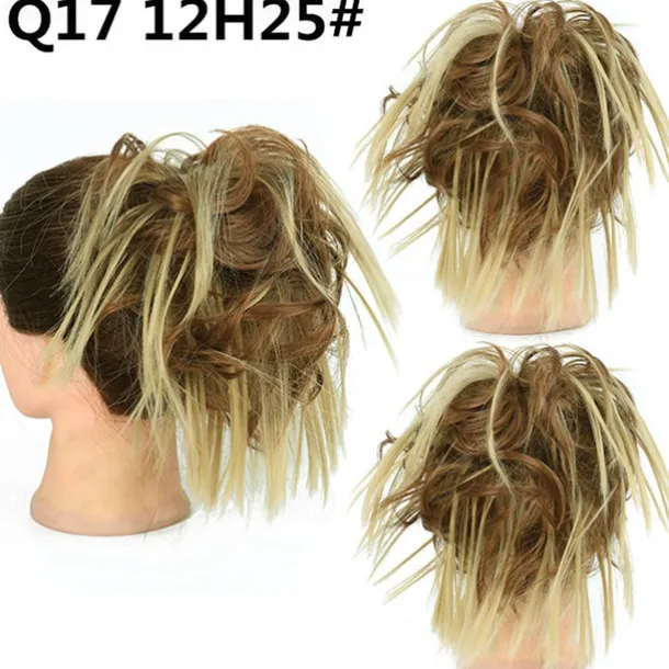 Tousled Updo Messy Bun Hairpiece Hair Extension Ponytail with Elastic Rubber Band Updo Ponytail Hairpiece Synthetic Hair Extensions Scrunchies Ponytail Hairpieces for Women