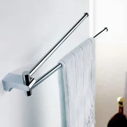 Towel Bar / Bathroom Shelf Foldable / Retractable Cable / Multilayer Contemporary / Modern Brass / Zinc Alloy / Metal 1pc - Bathroom Single / Double / 1-Towel Bar Wall Mounted