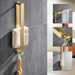 Towel Bar and Towel Rack with Hooks New Design Stainless Steel Bathroom Towel Rack Wall Mounted Painted Finishes 1pc