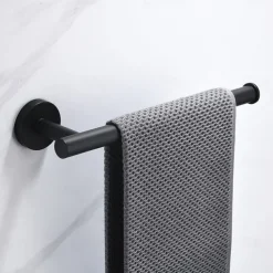 Towel Bar and Towel Rack with Hooks New Design Stainless Steel Bathroom Towel Rack Wall Mounted Painted Finishes 1pc