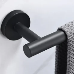 Towel Bar and Towel Rack with Hooks New Design Stainless Steel Bathroom Towel Rack Wall Mounted Painted Finishes 1pc