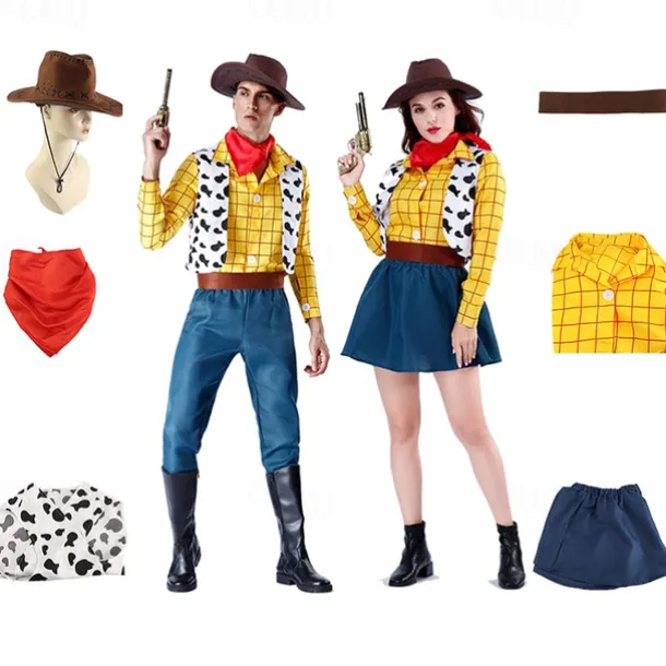 Toy Story Cowgirl Cowboy Woody Cosplay Costume Halloween Group Couples Costumes Adults' Men's Women's Cosplay Costumes Halloween Carnival Masquerade Easy Carnival Costume