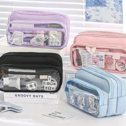 Transparent Pen Bag Large Capacity Simple High Appearance Level Pencil Case Creative Multi-functional Middle School Student Pen Bag