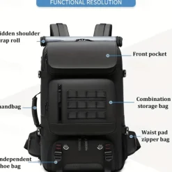 Travel Backpack For Men Waterproof 17 Inch Business Laptop Backpack With Separate Shoe Bag Hidden USB Charging Port 50L Outdoors Trekking Backpack For Woman Hiking Camping Backpack