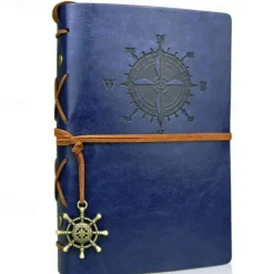 Travel Journal Notebooks Vintage PU Leather Note Book Quality Paper No Lines Thick and Smooth to Write in A6 Refillable Notebook 7 by 5 Inches 80 Sheets, Back to School Gift