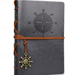 Travel Journal Notebooks Vintage PU Leather Note Book Quality Paper No Lines Thick and Smooth to Write in A6 Refillable Notebook 7 by 5 Inches 80 Sheets, Back to School Gift