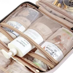 Travel Toiletry Bag for Women & Men, Waterproof Makeup Bag with Hanging Hook and Multiple Pockets, Cosmetic Bags for Women, Travel Essentials,