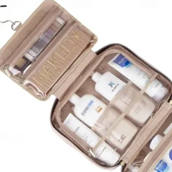 Travel Toiletry Bag for Women & Men, Waterproof Makeup Bag with Hanging Hook and Multiple Pockets, Cosmetic Bags for Women, Travel Essentials,