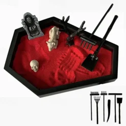 Tray Garden with Sand Spooky Goth Decor for Tables Desk Home Red Creepy Set Home Decor Other Home Decor