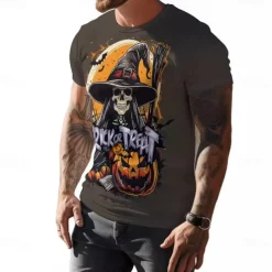 Trick or Treat Witch Skeleton Skull T-shirt Halloween 3D Graphic For Men's Adults' Masquerade 3D Print Party Casual Daily