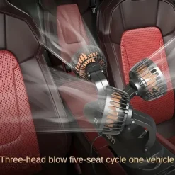 Triple-Head 12V/24V USB Car Fan - Powerful Cooling and Air Circulation for Vehicle Comfort on Long Drives