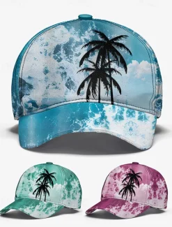 Tropical Palm Tree Baseball Cap – Summer-Inspired Design, Adjustable Fit, Comfortable and Lightweight, Ideal for Men and Women, Perfect for Beach Days and Outdoor Activities