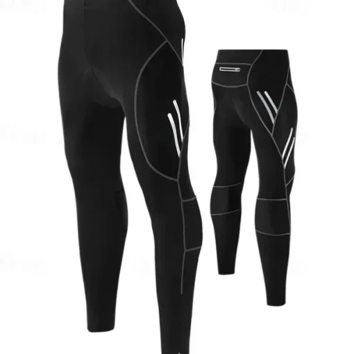 TRYSIL Men's Cycling Tights Bike Pants / Trousers Padded Shorts / Chamois Mountain Bike MTB Road Bike Cycling Sports Moisture Permeability Stretch Lightweight Back Pocket Navy Black Spandex Clothing