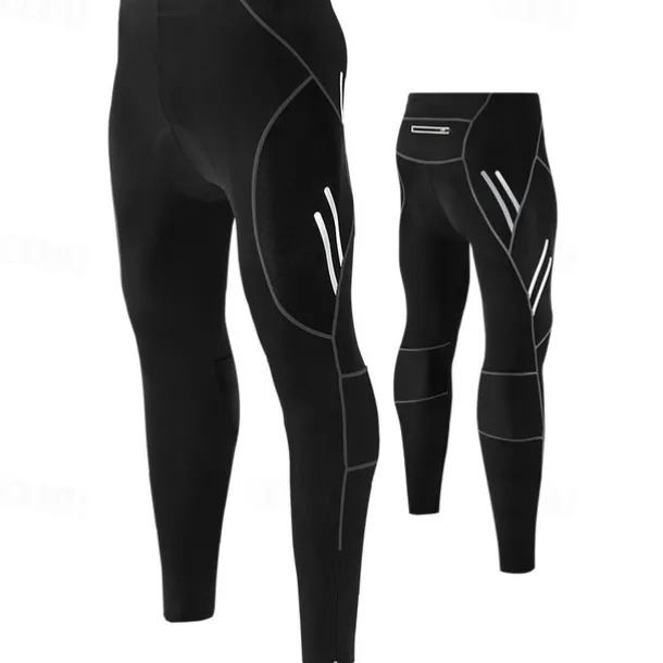 TRYSIL Men's Cycling Tights Bike Pants / Trousers Padded Shorts / Chamois Mountain Bike MTB Road Bike Cycling Sports Moisture Permeability Stretch Lightweight Back Pocket Navy Black Spandex Clothing
