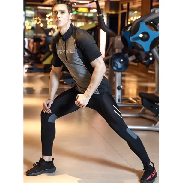 TRYSIL Men's Cycling Tights Bike Pants / Trousers Padded Shorts / Chamois Mountain Bike MTB Road Bike Cycling Sports Moisture Permeability Stretch Lightweight Back Pocket Navy Black Spandex Clothing