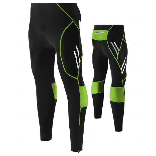 TRYSIL Men's Cycling Tights Bike Pants / Trousers Padded Shorts / Chamois Mountain Bike MTB Road Bike Cycling Sports Moisture Permeability Stretch Lightweight Back Pocket Navy Black Spandex Clothing