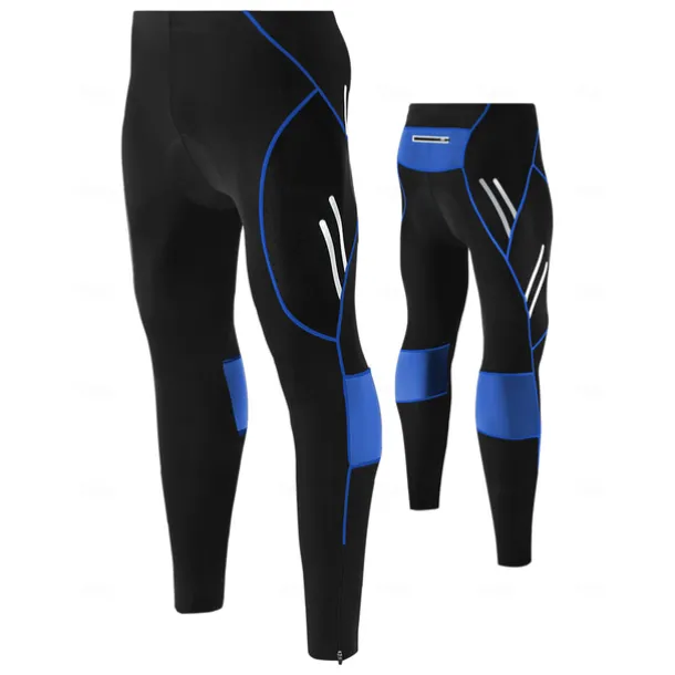TRYSIL Men's Cycling Tights Bike Pants / Trousers Padded Shorts / Chamois Mountain Bike MTB Road Bike Cycling Sports Moisture Permeability Stretch Lightweight Back Pocket Navy Black Spandex Clothing