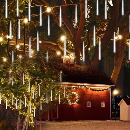 8-Tube Meteor Shower Lights Falling Rain Lights Christmas Lights 50cm 240LEDs Falling Rain Drop Icicle String Lights for Outdoor Patio Garden Christmas Trees Halloween Decoration Holiday Wedding