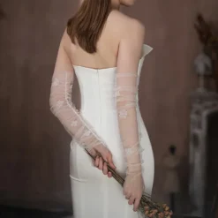 Tulle Elbow Length Glove Elegant / Stylish With Floral Wedding / Party Glove